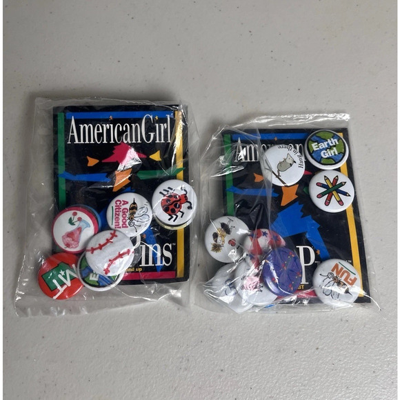 American Girl Pin Set American Girl Doll Grin Pins Lot of 2 Sealed Package NEW - Picture 2 of 8
